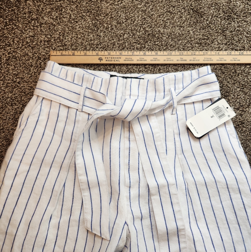 NWT LAUREN RALPH LAUREN White Belted Cropped Straight Leg Pants Size 2 - Picture 9 of 11